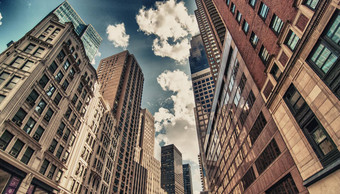 纽约城市美妙的视图曼哈顿摩天大楼