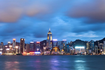 在香港香港晚上视图维多利亚港