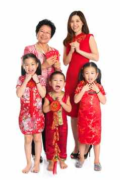 亚洲中国人家庭庆祝中国人一年