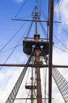 海洋绳子梯桅杆绳子经典帆船