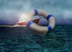 救援船生活浮标海狂风暴雨的一天