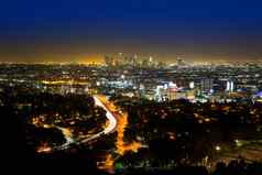 市中心晚上这些洛杉矶日落天际线加州