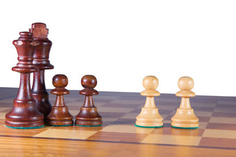 黑色的chessfamily战斗白色棋子