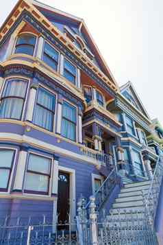 三旧金山维多利亚时代房子海特ashbury加州