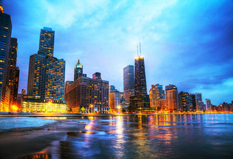 市中心芝加哥日落
