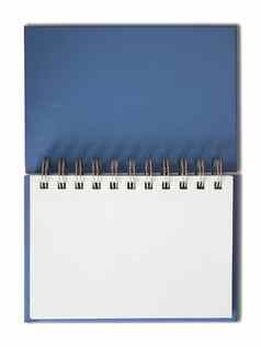 蓝色的笔记本水平单空白页面