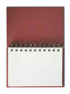 红色的笔记本水平单空白页面