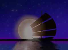 船航行海月光