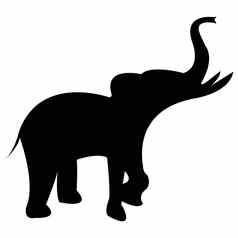 大象黑色的轮廓孤立的白色