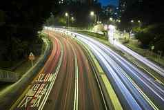 现代城市城市高速公路交通晚上