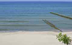 波罗的海海防浪堤海滩夏天时间