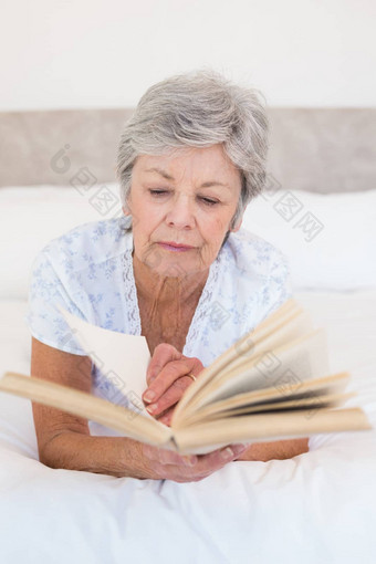 高级女人阅读故事书床上