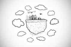 复合图像云计算城市景观涂鸦