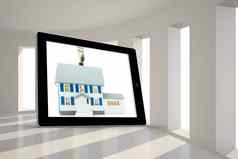 复合图像房子价格标签平板电脑屏幕