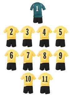 黄色的足球团队衬衫