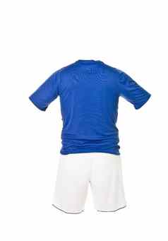 蓝色的足球衬衫白色短裤