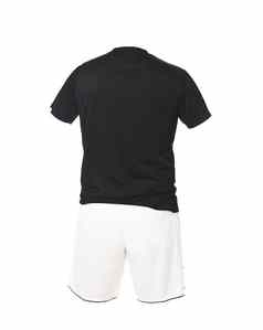 黑色的足球衬衫白色短裤