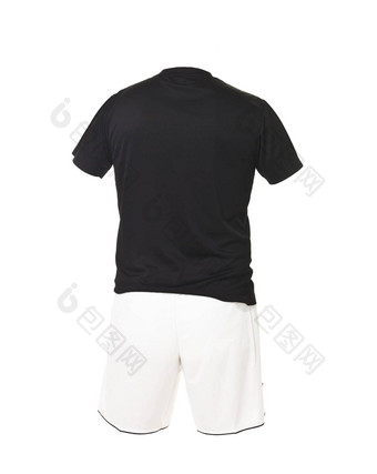 黑色的足球衬衫白色短裤