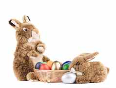 玩具兔子篮子复活节鸡蛋
