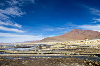 沙漠山蓝色的天空白色云Altiplano<strong>玻利维亚</strong>