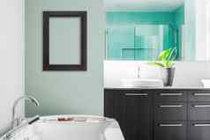 现代浴室软绿色柔和的颜色