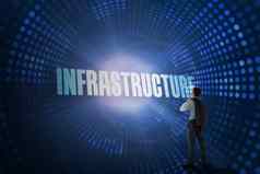 基础设施未来主义的虚线蓝色的黑色的背景