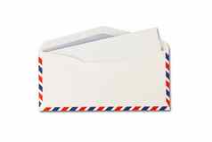 开放信封空气邮件纸孤立的白色背景