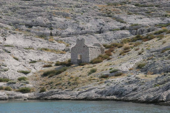 废墟教堂分页岛屿亚得里亚海海克罗地亚