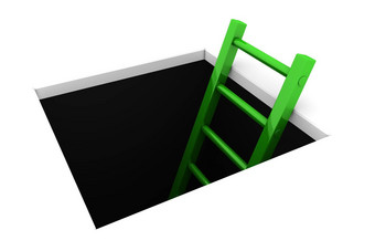 爬洞闪亮的绿色梯