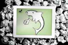 复合图像贷款鲨鱼涂鸦