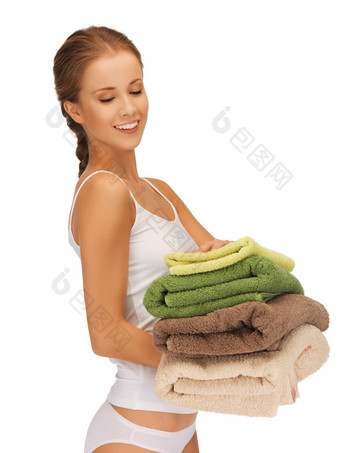 可爱的女人毛巾
