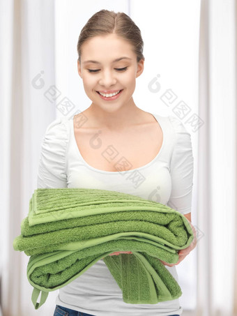 可爱的家庭主妇毛巾