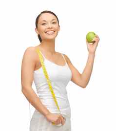 运动女人苹果测量磁带