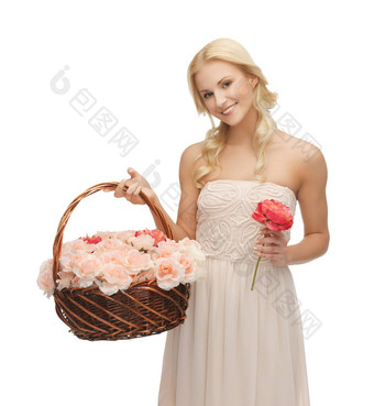 女人篮子完整的花