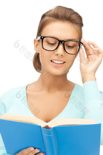 女人眼镜阅读书