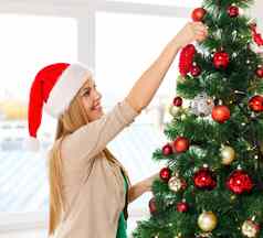 女人圣诞老人助手帽子装修树