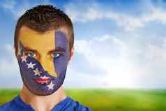 波斯尼亚足球风扇脸油漆