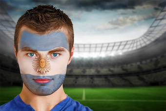 阿根廷足球风扇脸油漆