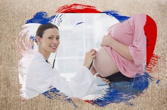 复合图像怀孕了女人检查医生