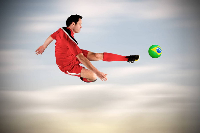 足球球员红色的踢