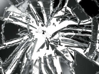 破碎的破碎的玻璃块孤立的白色