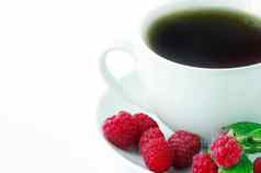 树莓茶白色背景Herbal茶