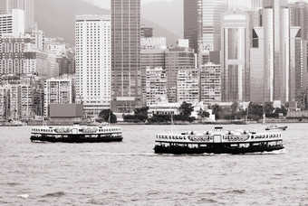 城市景观明星渡船维多利亚港在香港香港