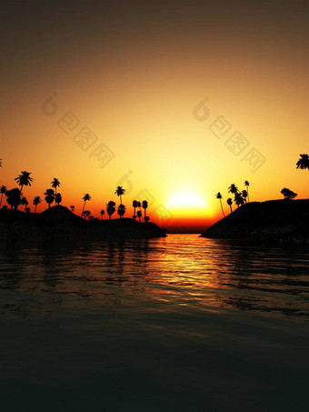 日落热带岛