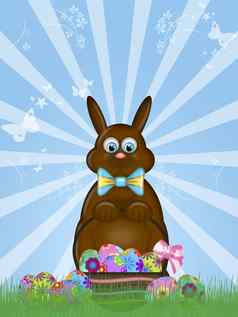 快乐复活节一天巧克力兔子兔子