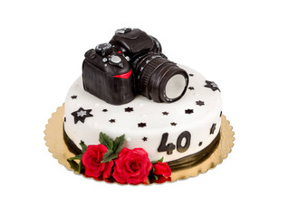 生日蛋糕四<strong>十周年</strong>纪念日现代数码单反相机照片相机