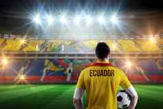 复合图像厄瓜多尔足球球员持有球