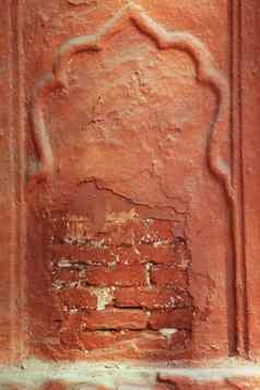 壁画细节鼓房子墙新德里的红色的堡