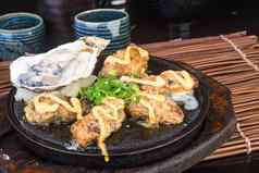 日本厨房热板海食物背景
