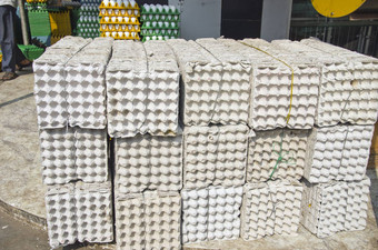 大堆栈空蛋盒子芒贝孟买市场